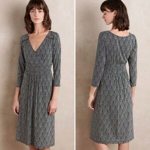 Maeve by Anthropologie Galena Ruched Surplice Stretch Jersey Midi‎ Dress Medium